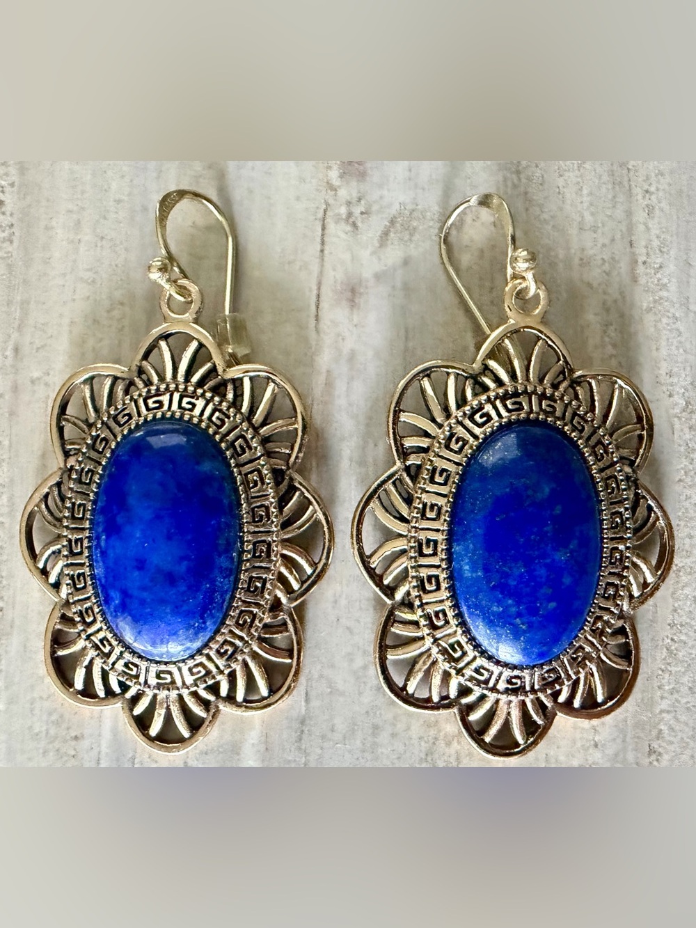 VINTAGE STUDIO BARSE 925 STERLING SILVER LAPIS LAZULI FILIGREE DROP EARRINGS